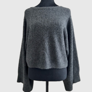 Forever 21 Gray Cropped Knit Sweater M